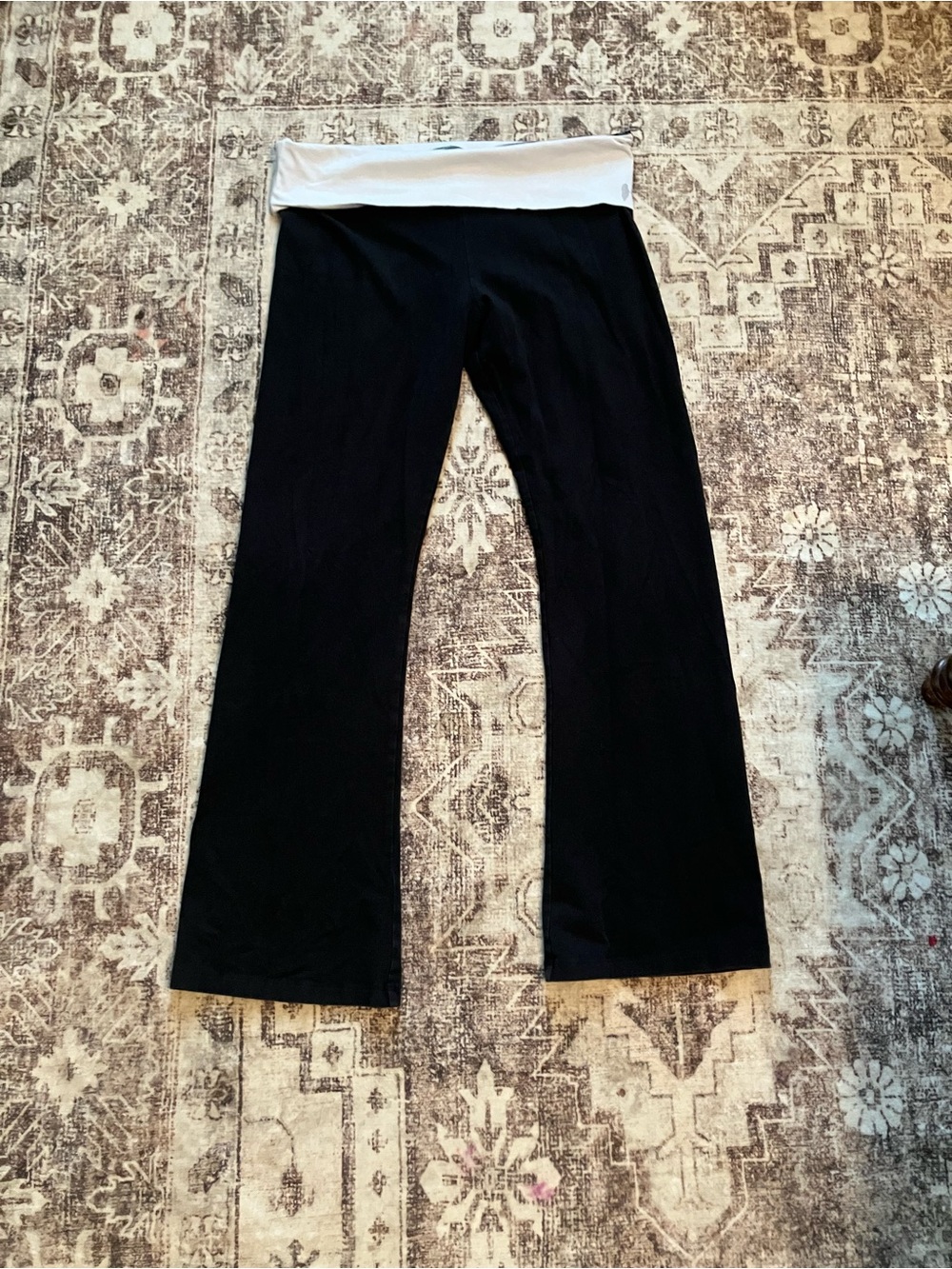 Victoria's Secret Black Flare Jeans with White Fold-Over Waistband
